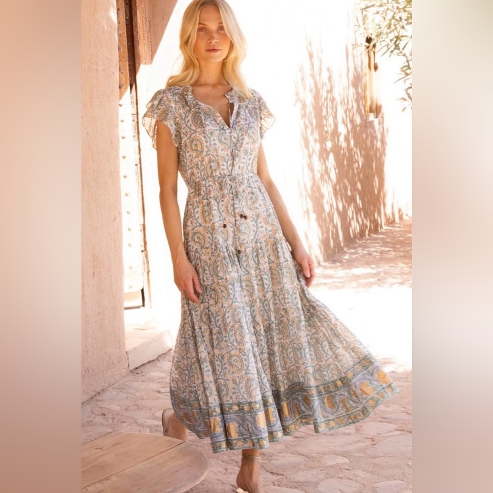 NWT Oliphant Cinched Flirty MIDI-Marseille Green XL Dress